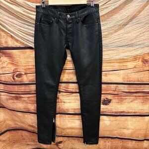 MNML Black Faux Leather Moto Pants Stretch Skinny Pants Size 28